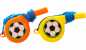 Preview: 12 Trillerpfeifen orange und gelb mit blauem Umhängeband, beidseitig mit Fussballsticker beklebt