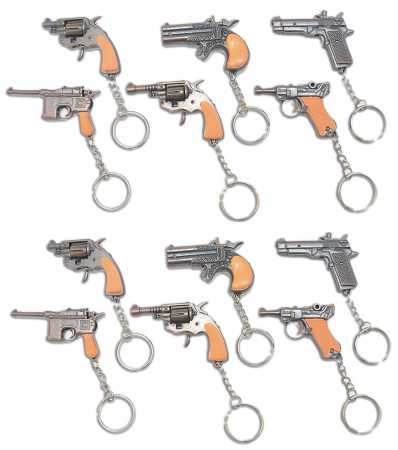12 X WAFFE funktionsfähig Schlüsselanhänger Metall Anhänger Revolver Wehrmacht Pistole Gewehr