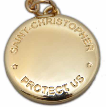 † St. Christophorus Metall Schlüsselanhänger Gold/glänzend + Auto mit Karabinerhaken,ca. 4 cm †