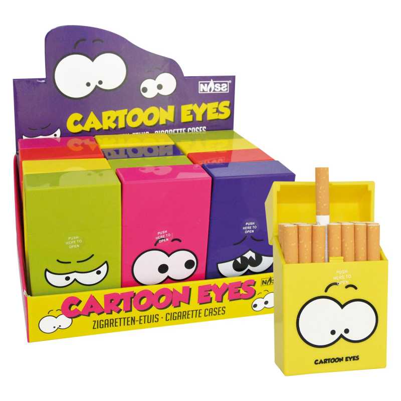 3x Zigarettenbox - Cartoon Eyes - für Zigarettenschachteln bis 21 Filterzigaretten