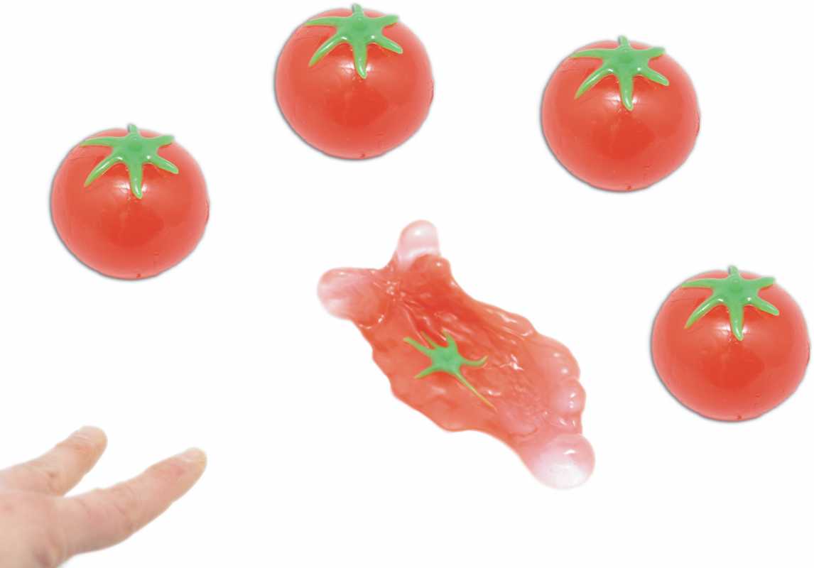 Quetsch Tomate KLATSCH Slime 1 Stück / gefüllt mit Wasser - Scherzartikel haftet überall