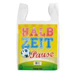 100x Tragetüte weiss Hemdchentragetasche Plastiktüte Halbzeitpause Fussball WM EM 54x28+12cm 24my 15l