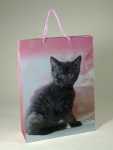 Geschenktasche Geschenktüte Katze Mieze, XL 30x10x40cm, hochwertig, seidenmatt